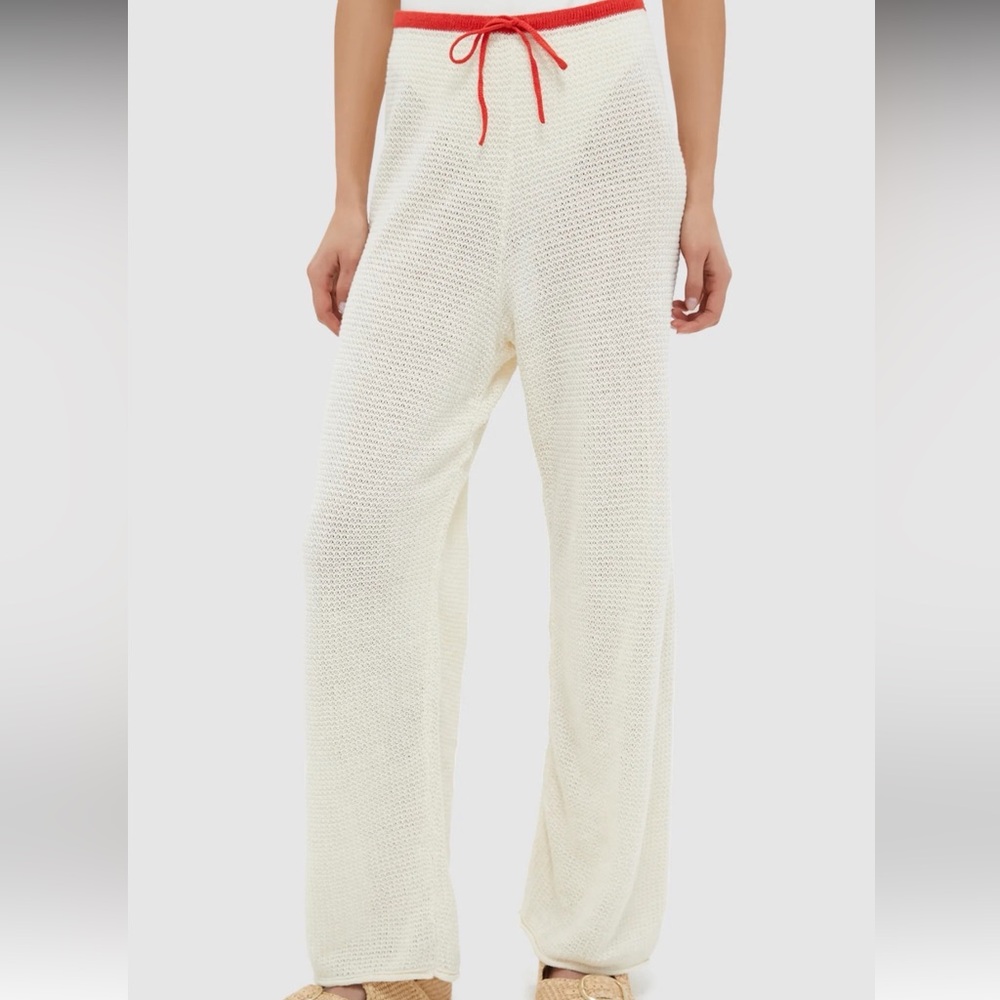 onia Linen Knit Drawstring Pant NWT - Cream & Poinciana - size M